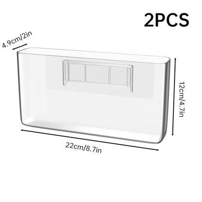 NiHome Acrylic Wall Mount Organizer 2-Pack, Slim Multi-Use Over Cabinet Storage Bins No-Drill Installation, Versatile Use for Kitchen, Bathroom, Office Perfect for Small Accessories (Clear)