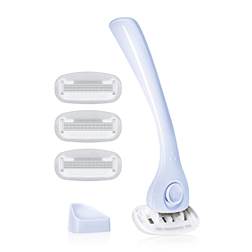 Billie Razors for Women, Cool Blue - 1 Handle, 4 Refills & Magnetic Holder