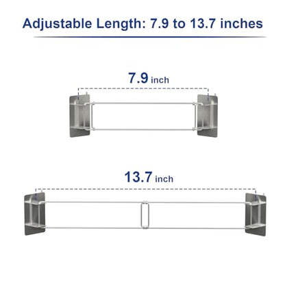 RV Shower Corner Storage Bar,Camper Must Have Organizer Accessories | Keeps Shampoo and Soap Bottles Organized, Adjustable Length Angle, RV Corner Fit, Adhesive Install, Stainless Steel- 2 Pack