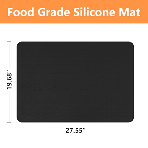 Stove Top Cover for Electric Stove- Range Covers for Electric Stove,Silicone XXL Dish Drying Mat, Glass Cooktop Covers, Flat RV Range top Mats (Black, 28"x20")