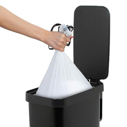 Glad Slim Trash Can with Clorox Odor Protection - Narrow Kitchen Garbage Bin with Soft Close Lid, Step On Foot Pedal and Waste Bag Roll Holder, Black, 12 Gallon/45 Liter