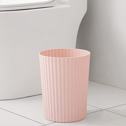 Small Trash Can Plastic Wastebasket Round Garbage Container Bin for Bathroom, Kitchen, Bedroom, Home Office, College Dorm, Pink | Sturdy Stylish Decor Round Garbage Container Bin for Kitchen, Bedroom, Home Office, College Dorm Essentials