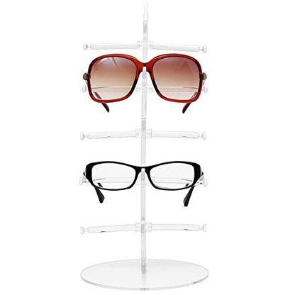 2 Pack Sunglasses Rack Eyeglasses Display Stand Holder Storage Organizer for 5 Glasses Acrylic Jewelry Eyewear Display for Selling Clear