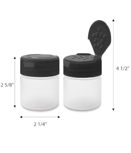1 oz Plastic Spice Jars with Black Flip & Sift Caps – 12 Pack Empty Spice Bottles for Herbs, Seasonings, Powders, Camping, Travel, Kitchen, Restaurant Use – BPA-Free, Recyclable, Made in USA