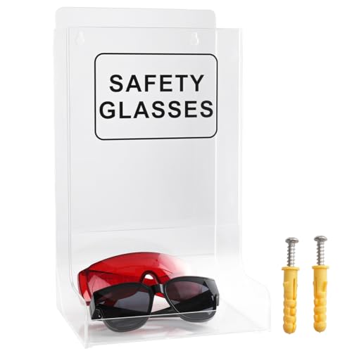 Acrylic Safety Glasses Dispenser, Holder for Industrial, Dental, Lab Setting Clear Stand or Wall Organizer, Visitor Safety Glasses Holder for Disposable Goggle Storage Glove
