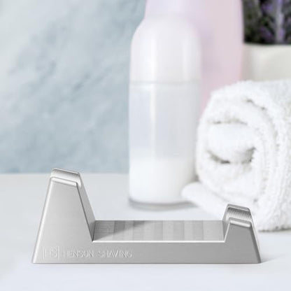 Henson Shaving Machined Aluminum Safety Razor Stand Weighted Non-Slip Base Holder for Optimal Drying Angle - Countertop Storage for Henson Razors