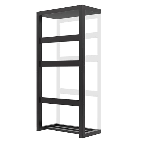 Bamboo Wall Blanket Ladder, 4-Tier Towel Racks, Bl... (Black | Bamboo)