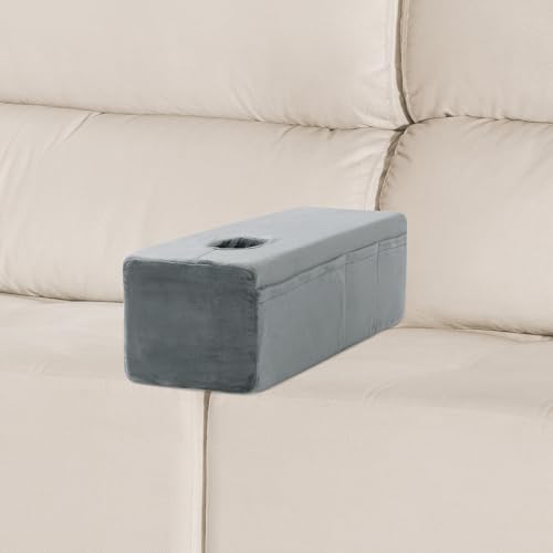 HOMBYS Removable Couch Armrest with Cup Holder,High Density Foam Couch Caddy with Storage，Remote Holder for Sofa,Removable Cover