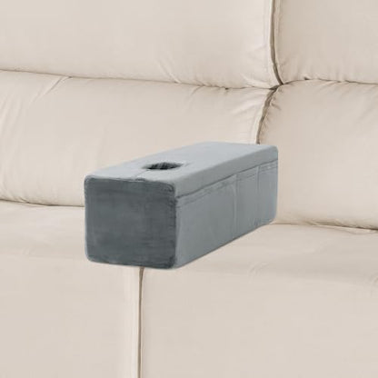 HOMBYS Removable Couch Armrest with Cup Holder,High Density Foam Couch Caddy with Storage，Remote Holder for Sofa,Removable Cover