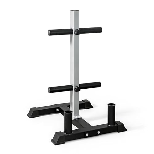 Olympic Bumper Plate Tree Rack with Barbell Holder... (Alloy Steel)