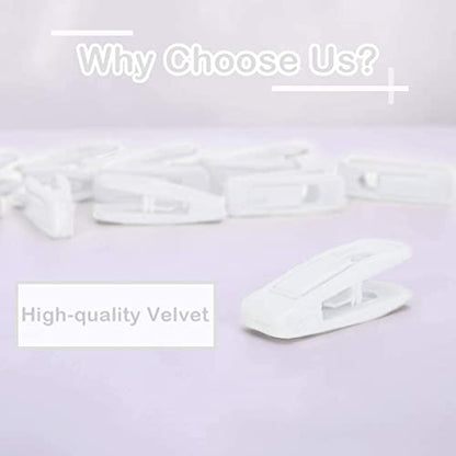 Velvet Hangers Clips, Pants Hangers Velvet Clips(40pc, White) | Strong Finger Clips Perfect for Thin Velvet Hangers
