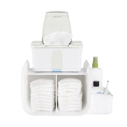 Ubbi Tabletop Diaper Caddy, Diaper Storage, Caddy Organizer, White | Non-Skid Rubber Feet, Baby Diaper Caddy Organizer for Wipes & Baby Accessories, Newborn Nursery Essential
