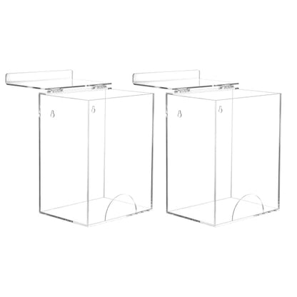 QWORK 2 Pack Acrylic Dispenser for Hairnet, Laundry Pods, Face Mask, Wall-Mount or Countertop, Clear Organizer for Disposable Items - Fits Masks, Gloves, Hairnets, 8.25"H x 6.5"W x 5"D