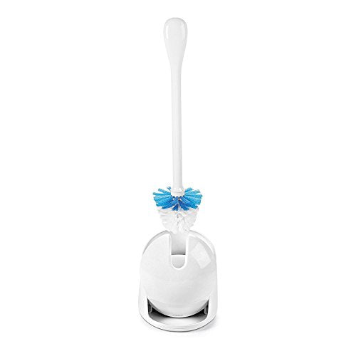 OXO Good Grips Compact Toilet Brush & Canister, Toilet Bowl Brush and Holder with Automatic Canister Door, Bathroom and Small Spaces Cleaning Supplies Essential