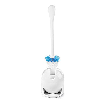 OXO Good Grips Compact Toilet Brush & Canister, Toilet Bowl Brush and Holder with Automatic Canister Door, Bathroom and Small Spaces Cleaning Supplies Essential