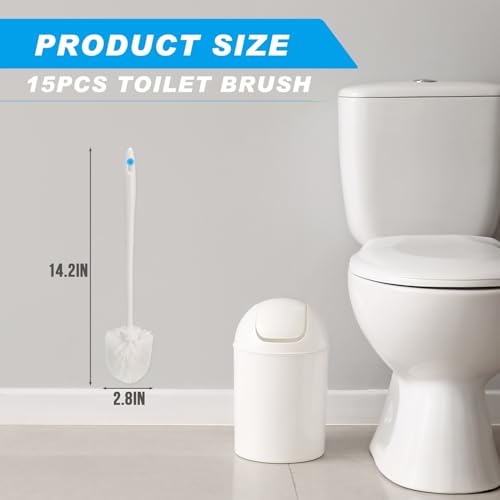 Tioncy 15 Pcs 14.2 Inch Toilet Brush Commercial Heavy Duty Toilet Bowl Cleaning Scrub Long Scrubber for Bathroom Cleaning Supplies