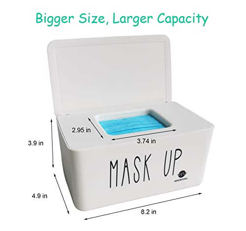 Moorfowl Face Mask Dispenser Mask up Conatainer 8.2" L x 4.9" W x 3.9" H | Mask Container Storage Tabletop Face Covering Organizer Box for Home, Office, Entryways, Schools