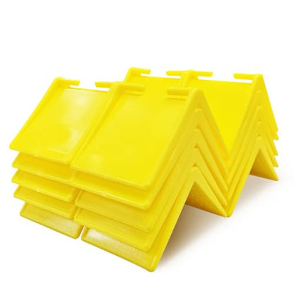 20 Pack 2 in V Shaped Corner Edge Protectors for Flatbed, Yellow | Crack resistant plastic, fits 1 to 2 inch tie down straps, heavy duty corner guards, for flatbed trailer pallets and moving