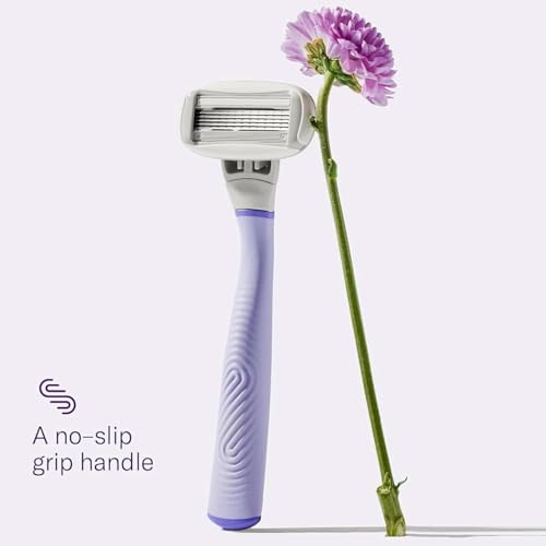 Flamingo Razors for Women, 1 Women's Razor Handle (Lilac), 13 Razor Five-Blade Refills, and 1 Shower Holder