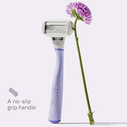 Flamingo Razors for Women, 1 Women's Razor Handle (Lilac), 13 Razor Five-Blade Refills, and 1 Shower Holder
