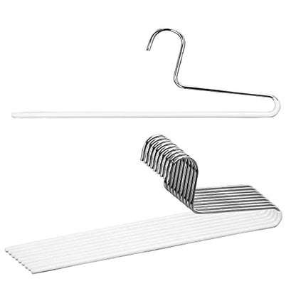 Mawa by Reston Lloyd Trouser Series Non-Slip Space-Saving Clothes Hanger with Single Rod for Pants, Style KH/1, Set of 10, White