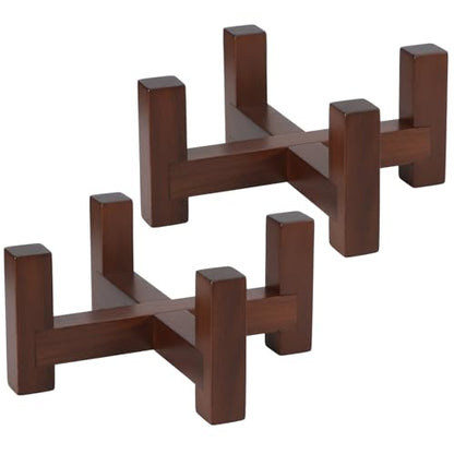 LemonRoad 2 Pack 5.13"×5.13"×2.25" Rustic Brown Solid Wood Coaster Holder for Round or Square 4" Coasters Ideal for Kitchen Bar & Home Decor Enthusiasts