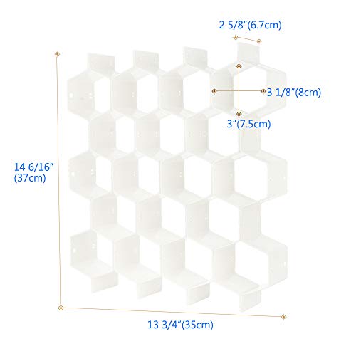 Drawer Divider Organizer 8pcs DIY Plastic Grid Honeycomb Drawer Divider White 2 Pack