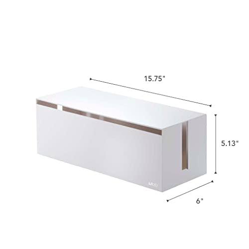Yamazaki Home Cable Management Box – Cord Organizer Box with Lid, Minimalist Cable Storage for Office, ABS Plastic | Sleek cable storage container for office spaces. Removable lid prevents dust buildup. Helps keep everyday tech organized.