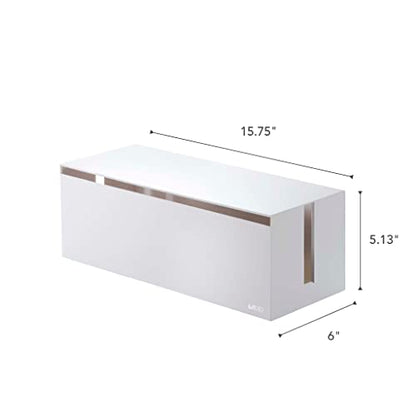 Yamazaki Home Cable Management Box – Cord Organizer Box with Lid, Minimalist Cable Storage for Office, ABS Plastic | Sleek cable storage container for office spaces. Removable lid prevents dust buildup. Helps keep everyday tech organized.