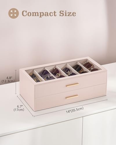 Lolalet Sunglasses Storage Box for Women | Eyewear Eye Glass Sun glass Storage Box with Clear Top Lid Display Holder Case for Eyeglass Watch Jewelry