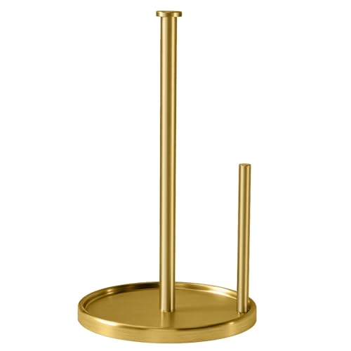 Paper Towel Holder Countertop, Standing Paper Roll... (Gold | Metal)