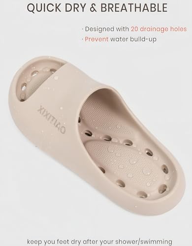 XIXITIAO Non Slip Quick Drying Shower Shoes with Drain Holes | Shower Slippers for College Dorm, Bathroom, Pool and Beach, Lightweight EVA, Non Slip Grain Sole, Toe Protection