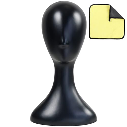Mannequin Head 16 Inch Professional Plastic Black 1PC with Jack,Durability Multi-Purpose Women Model Wig Stand,Suitable For Displaying and Styling Wigs,Hats,Masks,Headdresses and Necklaces