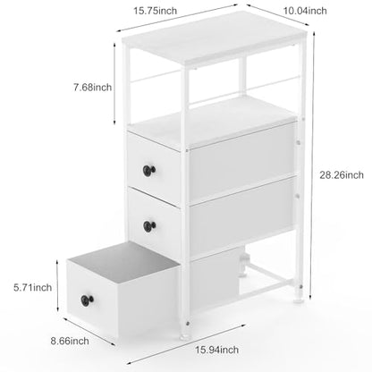 YBING Narrow Storage Cabinet with Drawers, Narrow Dresser, Small Fabric Storage, Slim Dresser for Bedroom, Small Spaces, Laundry, Closet, Bathroom, White