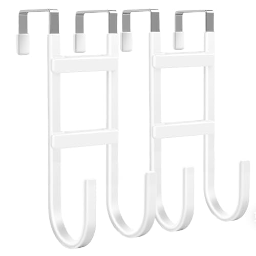 Over-the-Door Hooks, 2 Pack Heavy Duty Door Hanger... (White | Metal, Rubber)