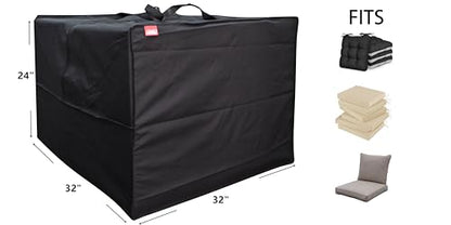 Outdoor Square Cushion/Cover Storage Bag, Protective Zippered Storage Bags with Handles, 32''L x 32''W x 24''H Black