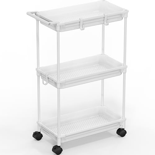 SimpleHouseware Standard 3-Tier Slim Rolling Stora... (White | Plastic)