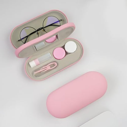 Eyeglass Case Double Sided Travel Size Portable Contact Lens Box 2 in 1 | Multifunction With Tool for Daily Outdoor Office
