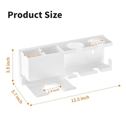 Hair Dryer Holder, Hair Tool Organizer Wall Mount, Adhesive or Drill, White | Blow Dryer Holder for Dryer Hook, Straightener Curling Irons Hairdryer Hair Appliance Hanger for Salon Bathroom Wall Storage