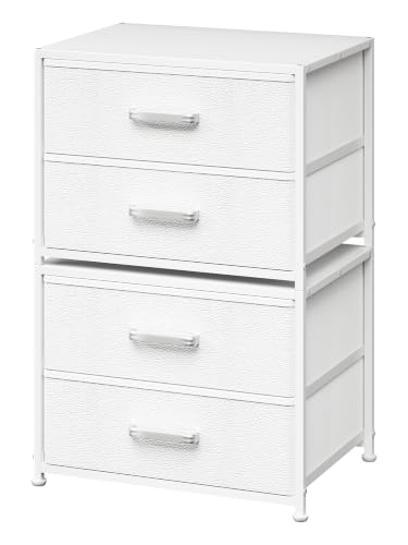 DIMJ Stackable Storage Drawers for Closet Organizers and Storage - Small Dresser for Closet with 4 Fabric Drawers, Closet Storage Drawers, Dresser for Bedroom Organizer for Small Spaces, White