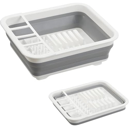 Collapsible Dish Drying Rack, Foldable Dinnerware Drainer Organizer for Storage Kitchen Counter RV Accessories Portable Rack Holders for Dishes Plates and Cups Camping Travelling Space Saver Essential