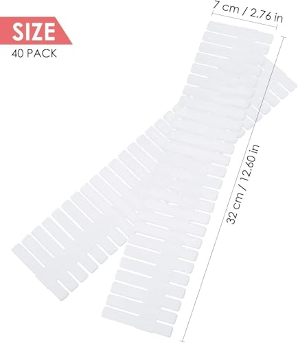40Pcs Drawer Dividers, Adjustable Drawer Organizer for Socks, Underwear, Makeup, Can Help Tidy Kitchen, Bedroom, Dresser White