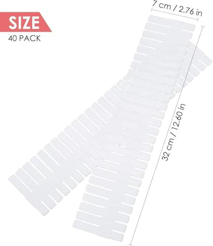 40Pcs Drawer Dividers, Adjustable Drawer Organizer for Socks, Underwear, Makeup, Can Help Tidy Kitchen, Bedroom, Dresser White