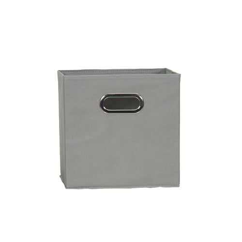 Household Essentials Fabric Storage Bins in Strong Poly‑Woven Fabric, Sturdy Chipboard Sides, Grommet Front Handle, Dove Gray Finish, Set of 6