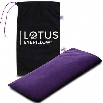Lotus Lavender Eye Pillow - Weighted Mask for Yoga & Sleep | NOLAVA Sleep & Wellbeing App included; warm or cool headache relief; organic cotton, lavender-flaxseed fill.