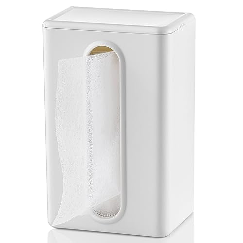 SUBEKYU Magnetic Dryer Sheet Holder Container Dispenser,Plastic,Cream White | Wall Dryer Sheet Box for Laundry Room Organization and Storage,Fabric Sheet Holder