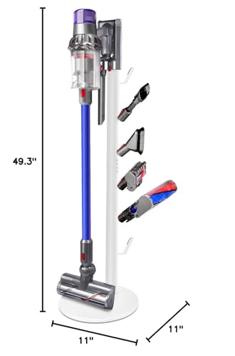 XIGOO Freestanding Vacuum Stand Holder with 6 Hooks | Floor Docking Station Metal Organizer Bracket, Compatible with V15 Detect, V11 V10 V8 V7 V6 Cordless Vacuum Cleaners, White