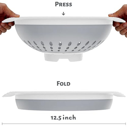 5 Quart Premium Collapsible Colander with Reinforced Handles | BPA-Free Silicone Folding Strainer, Space-Saving Modern Kitchen Drainer for Pasta, Produce & Everyday Cooking