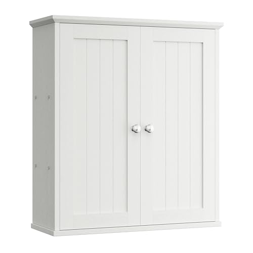 Shintenchi Bathroom Wall Medicine Cabinet, Over The Toilet Storage, White | Bathroom Storage Organizer Cupboard, with 2 Magnet Door and 3-Tier Shelves, Space Saving, Easy to Assemble & Clean