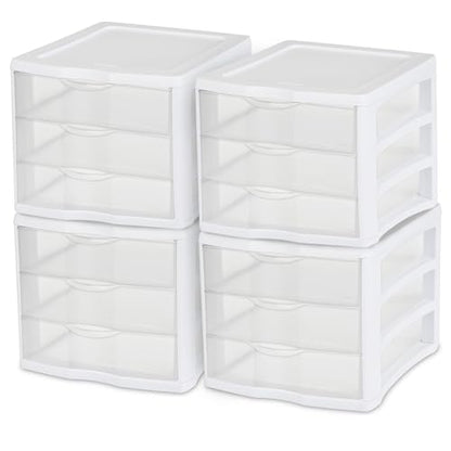 4 Sterilite ClearView Portable 3 Storage Drawer Organizer Cabinets (Open Box)